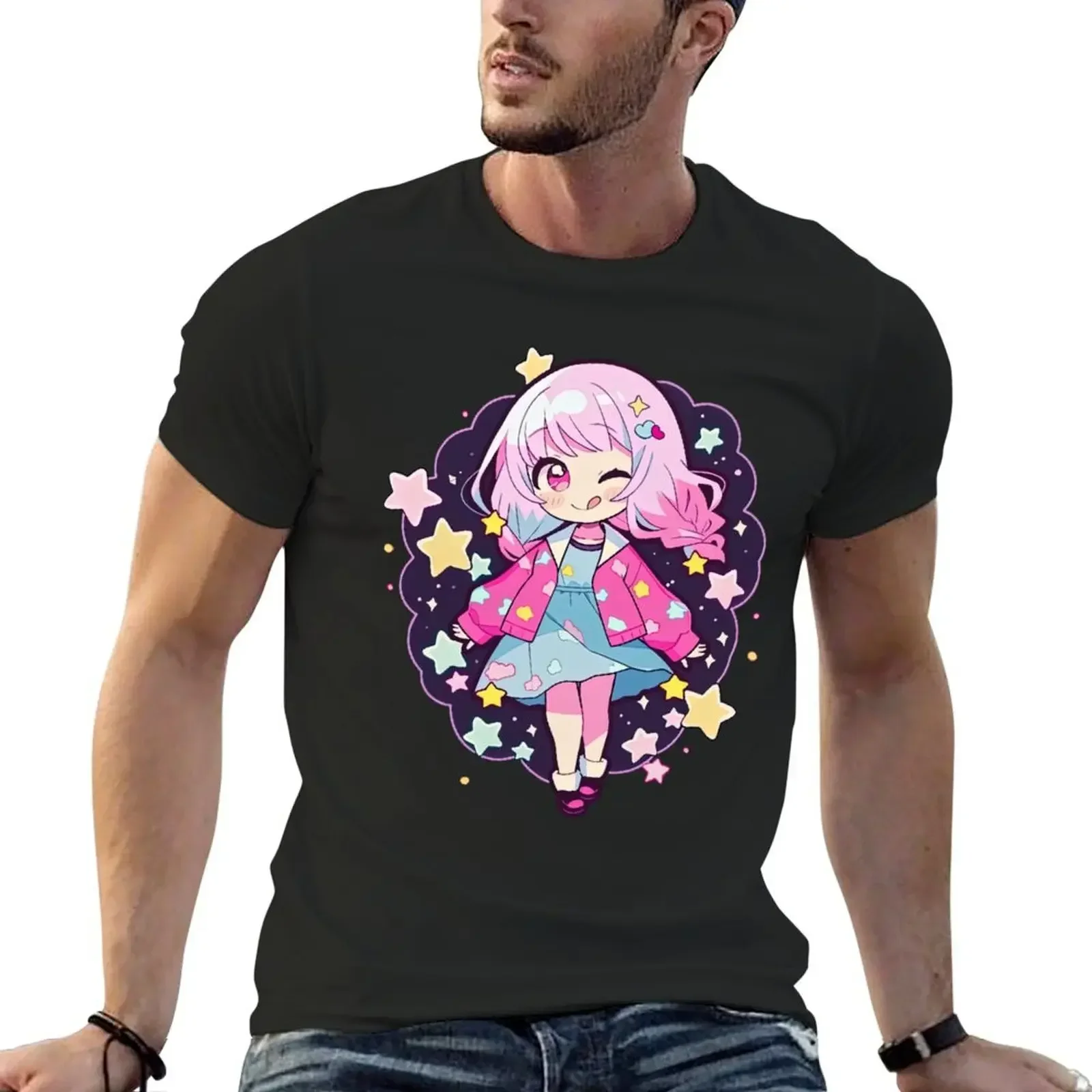 Project SekaiEmu Otori Cute Stars Kawaii Chibi T-Shirt vintage anime shirt oversized graphic tee anime figures mens clothing