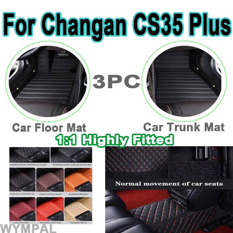 Luxury Custom Car Floor Mats For Changan CS35 Plus 2018-2023 Auto Foot Pads Automobile Carpet Cover Interior Accessories set