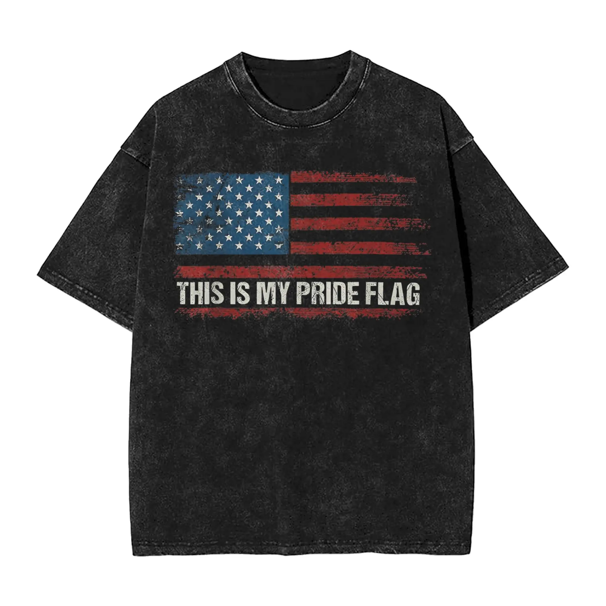 This Is My Pride Flag USA American-bayingimg Men T Shirts Washed Casual Tee Shirt Short Sleeve Crew Neck T-Shirt Cotton Clothing