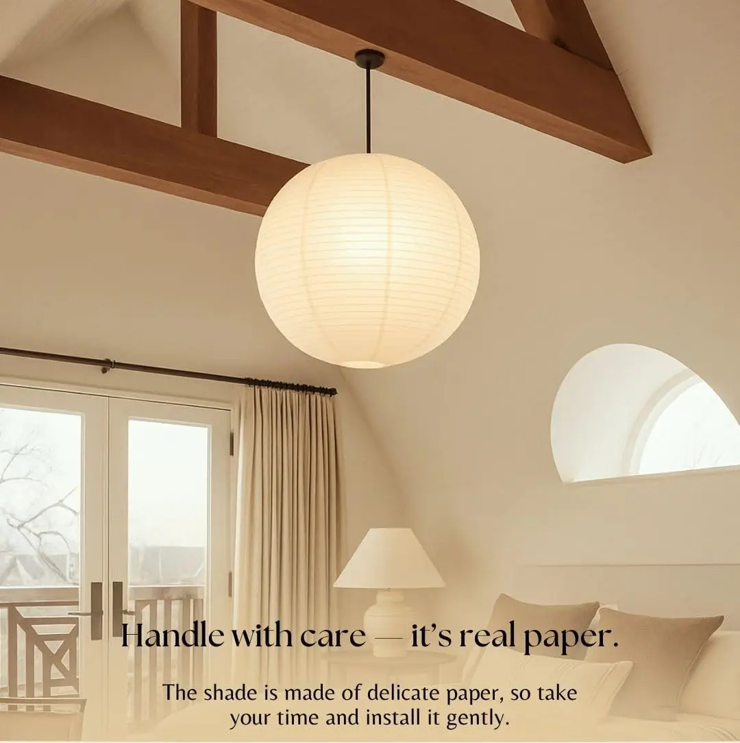 Noguchi Rice Paper Pendant Light for Home Decor Minimalist Japanese Paper Hanging Lamps For Living Room Home Decor Hanging Light