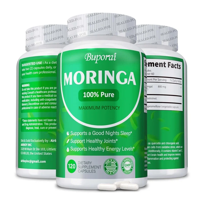Moringa Capsules - Promote Bone, Joint, Immune Health | Enhance Energy, Endurance, Concentration Supplement