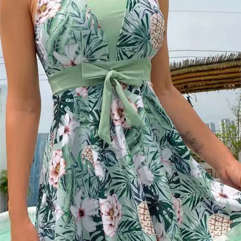 

Summer Floral Set 2 Piece Women's Swimwear Sexy High Waisted Swimsuit Beachwear Swimwear Ladies Multicolor Printed Skirt