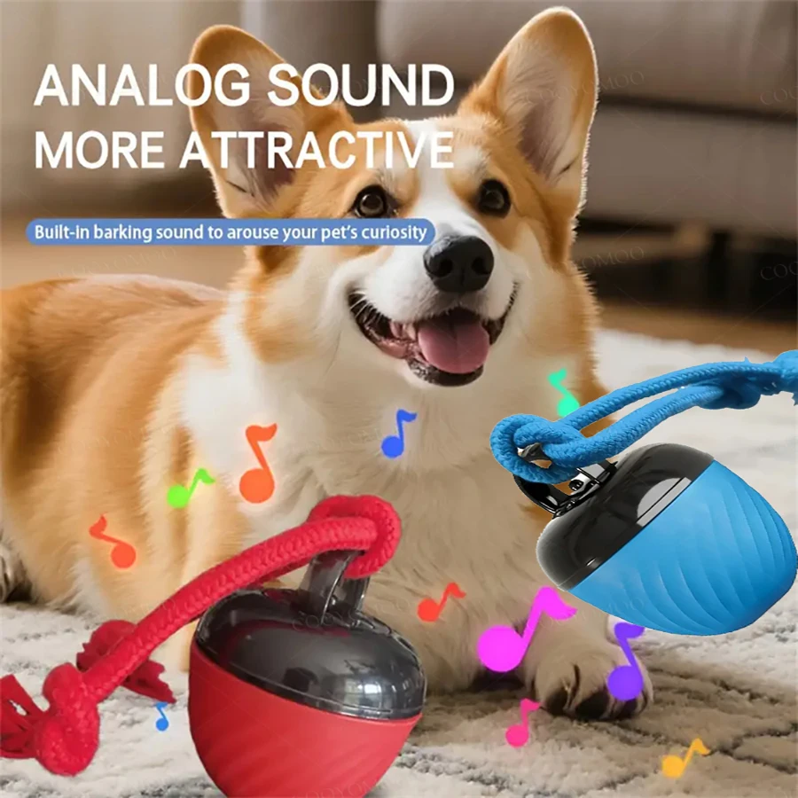 التفاعلية الذكية الكلب كرات اللعب الرياضة لدغة مقاومة USB شحن الذيل حبل الكرة المتنقلة مع نباح الضوء للكلاب الصغيرة/المتوسطة #1