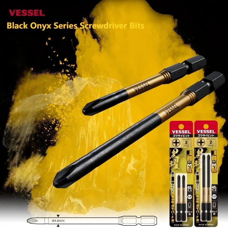 Embout Phillips Vessel Obsidian PH2-aimant puissant de haute dureté de 70 mm + manchon magnétique court, accessoire de tournevis pour perceuse électrique