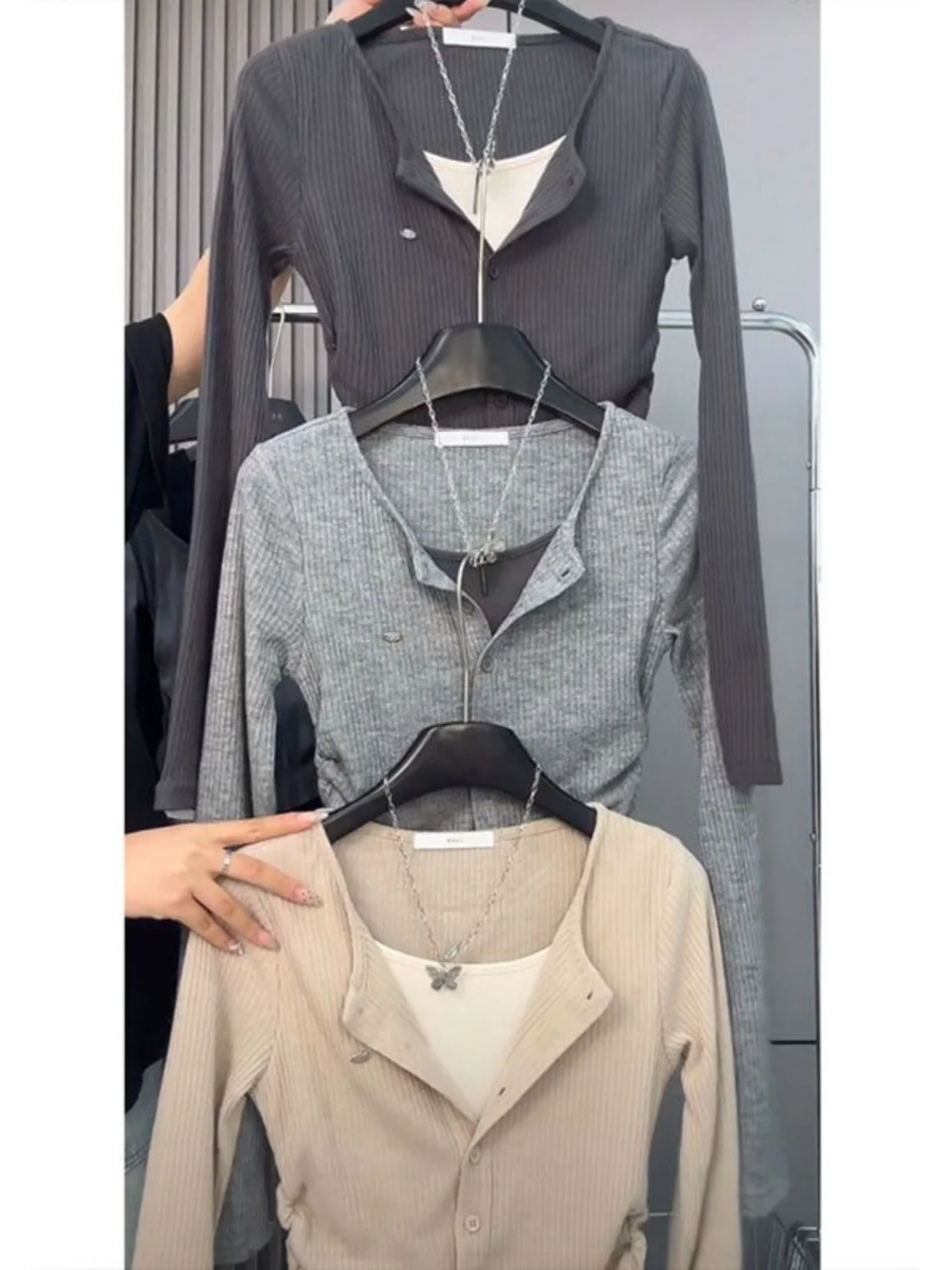 

Women's Casual Long Sve T-irt Slim Fit Versatile Early Spring Faion Single Piece oulder Design Cotton Blend Top