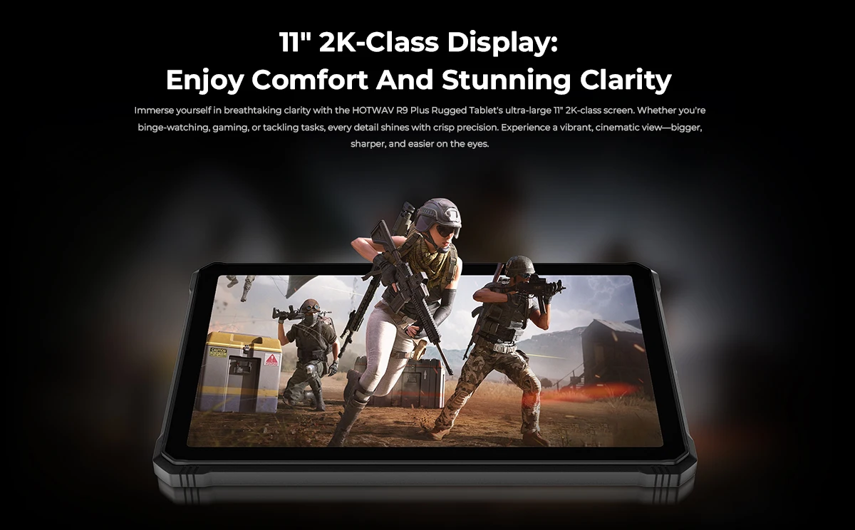 HOTWAV R9 Plus Robustes Tablet 11'' 2K Display 20080mAh Pad 8GB 512GB 64MP Android 14 Tablet-PC mit Super-Campinglicht – Detail 6