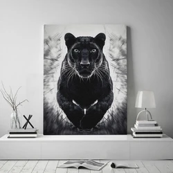 Black Panther Wild Jumping Panther Animal Art Poster Canvas Painting Wall Art Printing Images Living Room Home Decoration