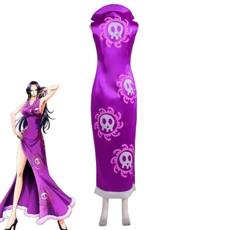 Anime Seven Warlords Of The Sea Boa·Hancock Empire Snake Cosplay Costume Wig Halloween Purple Dress For Sexy Woman Suit