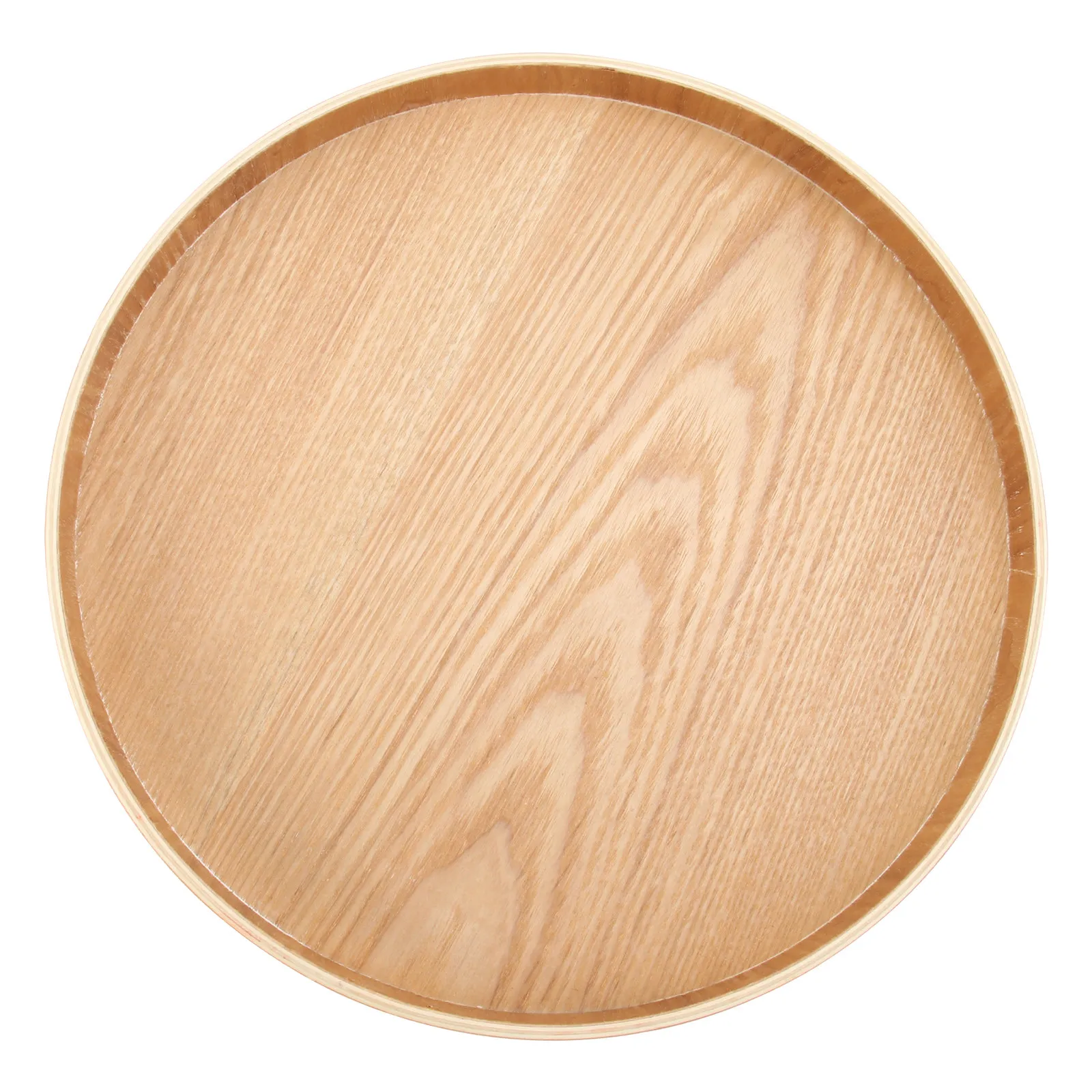 Round Wooden Fruit Tray – Solid Wood Snack Serving Plate for Tea Table, Natural Log Color