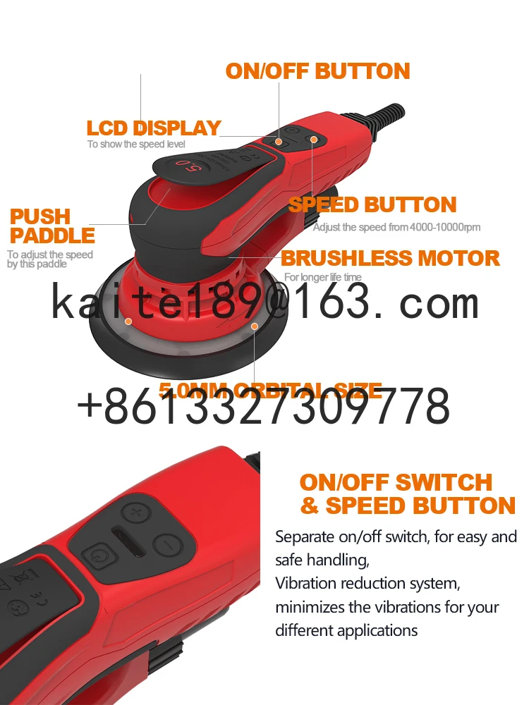 ماكينة سنفرة مدارية كهربائية بدون فرش عشوائية 2023 تصميم جديد 6 بوصة 350 وات 5.0 ملم و2.5 ملم أوبم كهربائي 1.4 150 ملم 50/60 هرتز #1