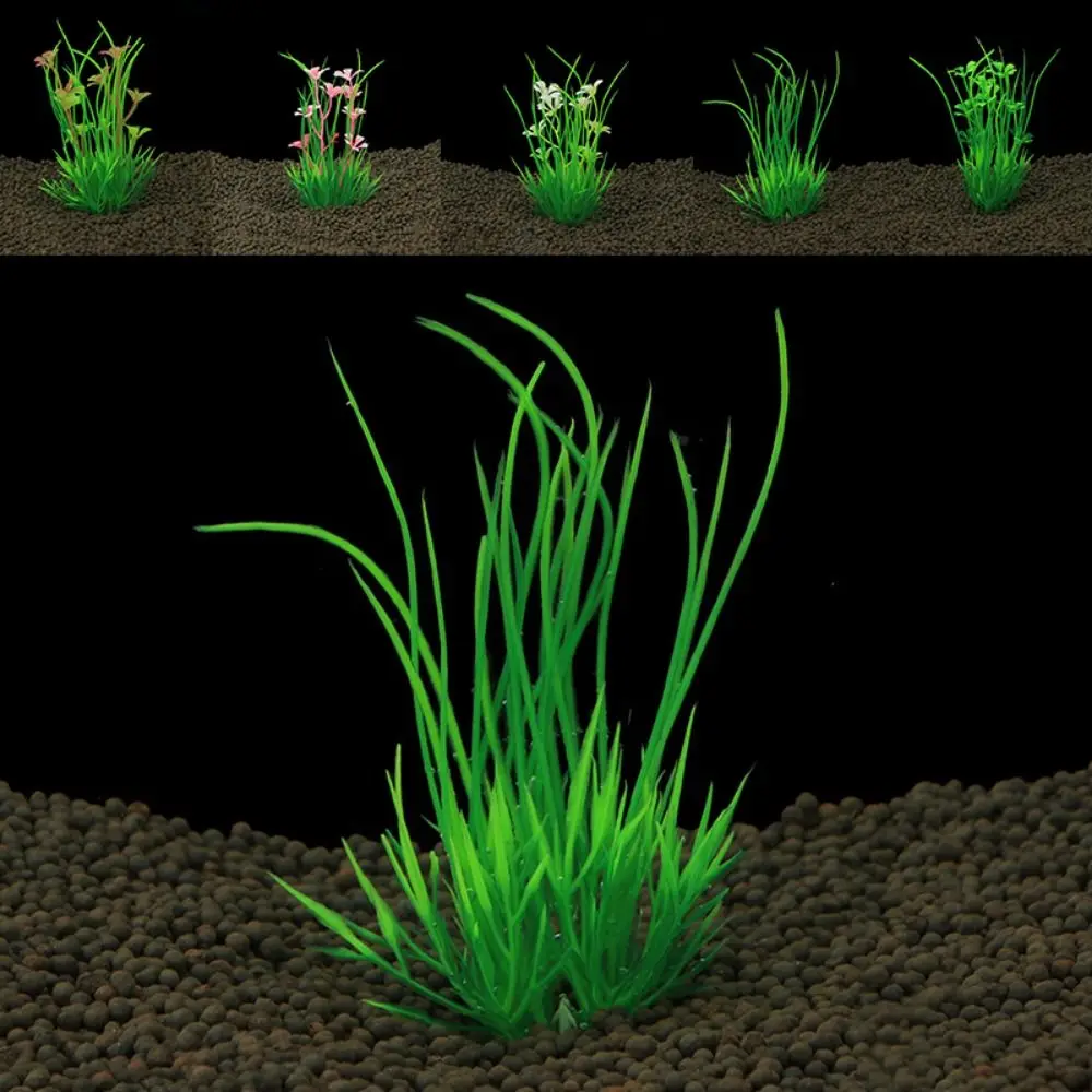 Plantes d'aquarium artificielles en plastique vert, plantes vertes l'intensité, simulation de mauvaises herbes d'eau, ornement de poisson précieux, accessoires d'aquarium, 13cm