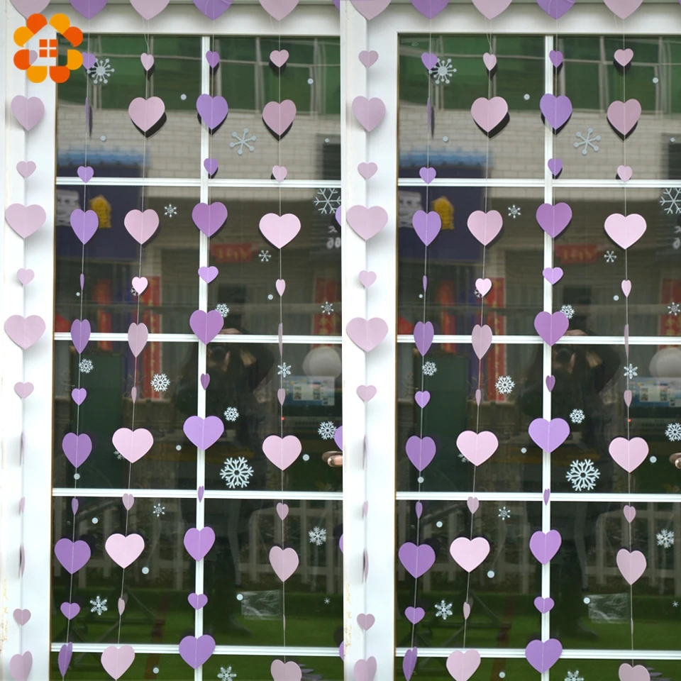 1PC Romantic Heart Shape Hanging Paper Garland Floral String For DIY Home Decoration Party Supplies Wedding Paper Garland Banner