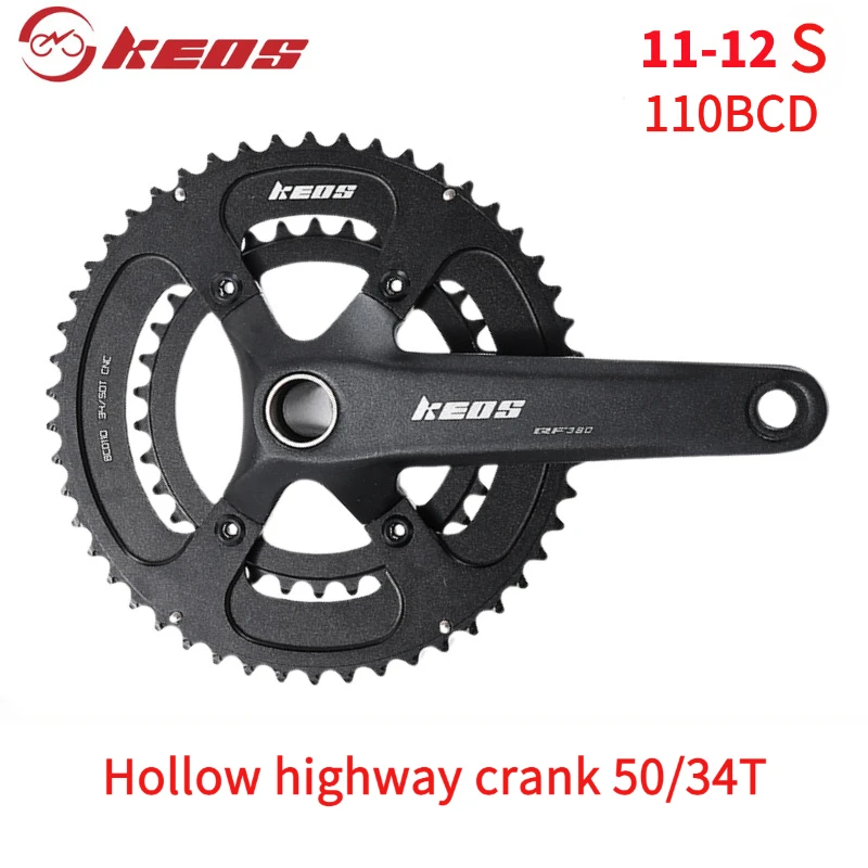 

KEOS Bicycle Crankset 110BCD Road Bike Crank Aluminum Alloy Double Chainring 50/34TCrank Chainwheel 165/170mm Crank Set 11/12s