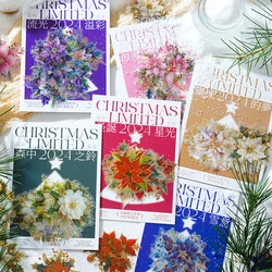 10 pcs Christmas Flower PET Stickers pack Junk Journal Scrapbooking Art Collage Decor Materials Aesthetics Stationery Sticker