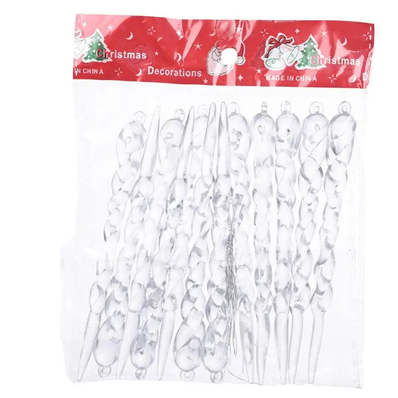 Icicle Ornament 12pcs/Set Christmas Ornaments Hanging Icicles Acrylic Clear Icicles Christmas Tree Decoration Party Supplies