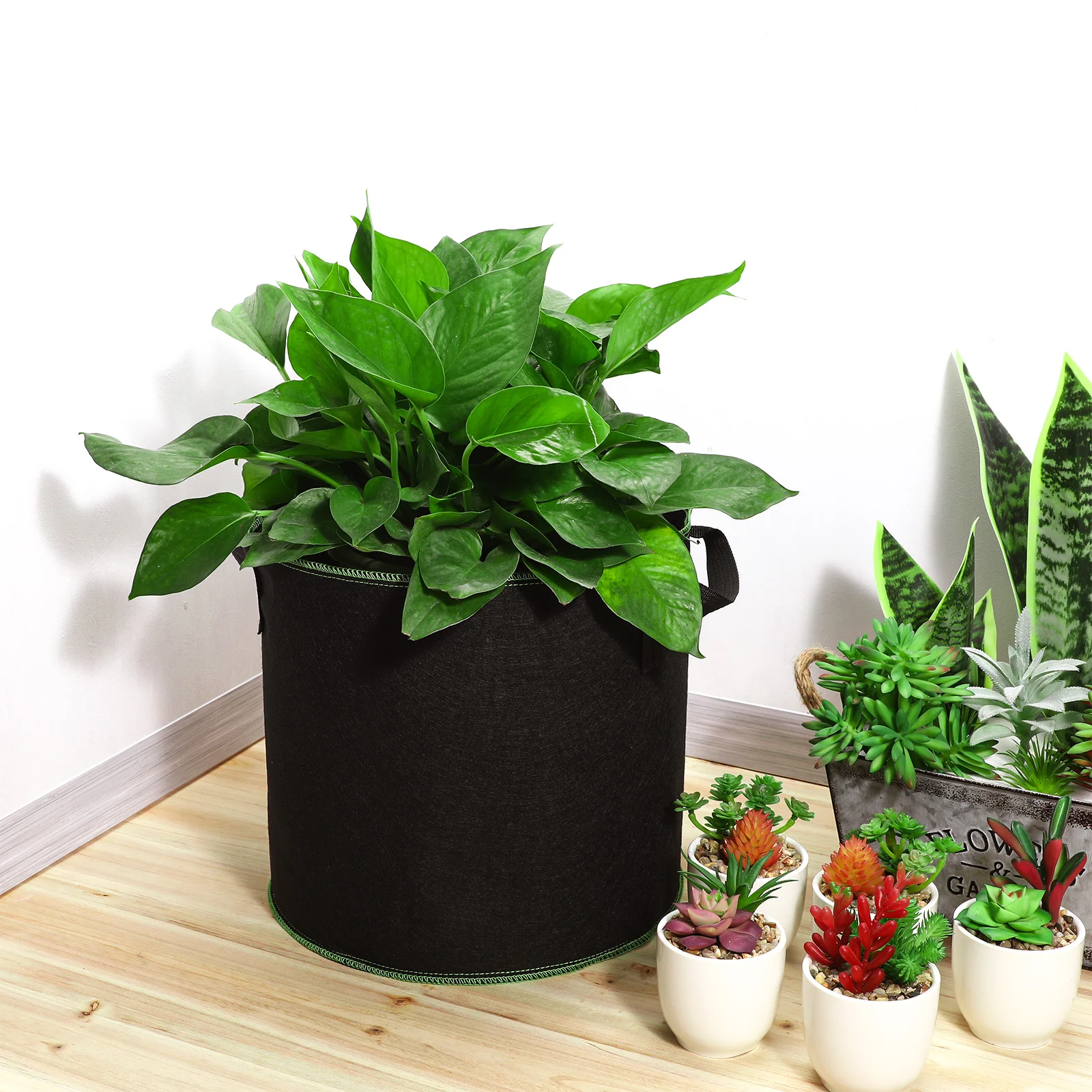 5 Pcs 4 Gallon Planter Pots Breathable Planter Bags Handles Pots Container Fabric Pots Perlite For Plants Flower