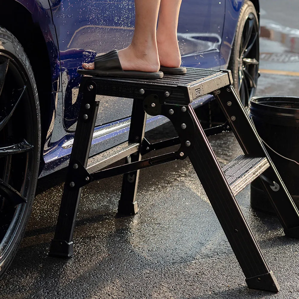 Car Beauty Folding Chair Portable Car Beauty Cleaning Aids Aluminum Alloy Ladder Polished Waxed Stool