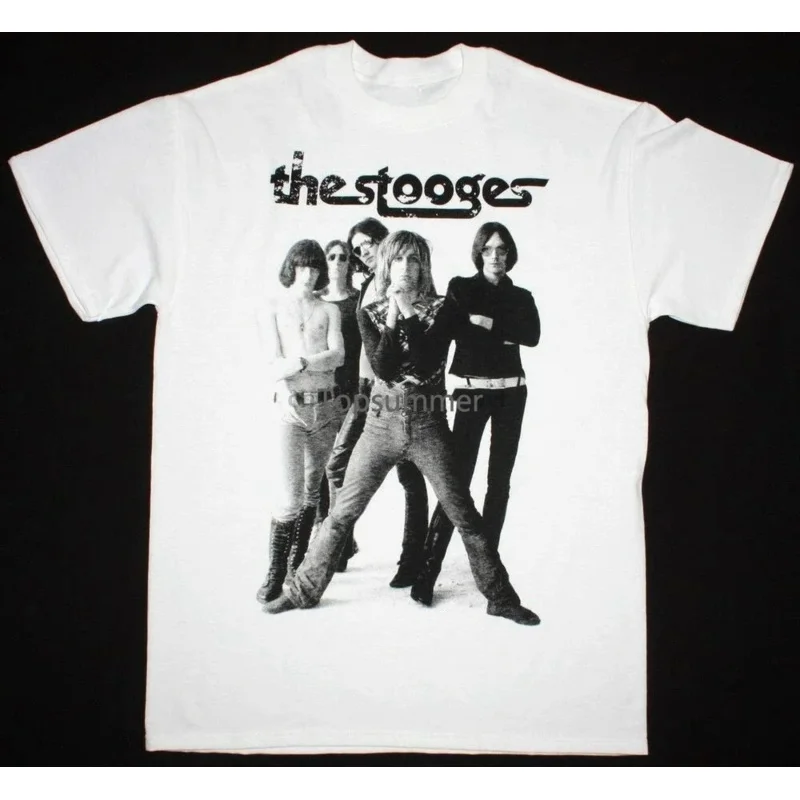 The Stooges Iggy Pop Mens White T Shirt Proto Punk Rock Band