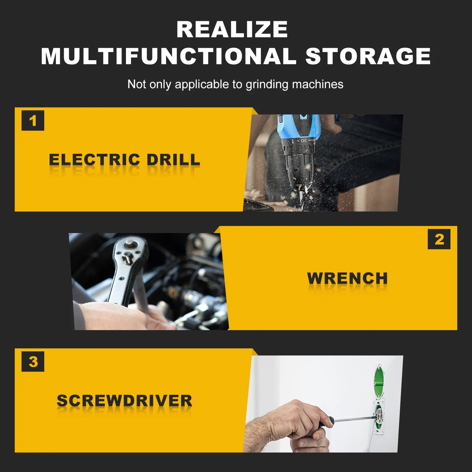 Soporte para amoladora angular, soporte para amoladora angular de acero al carbono, estante para amoladora angular versátil para herramientas de amoladora angular, discos de corte con solapa