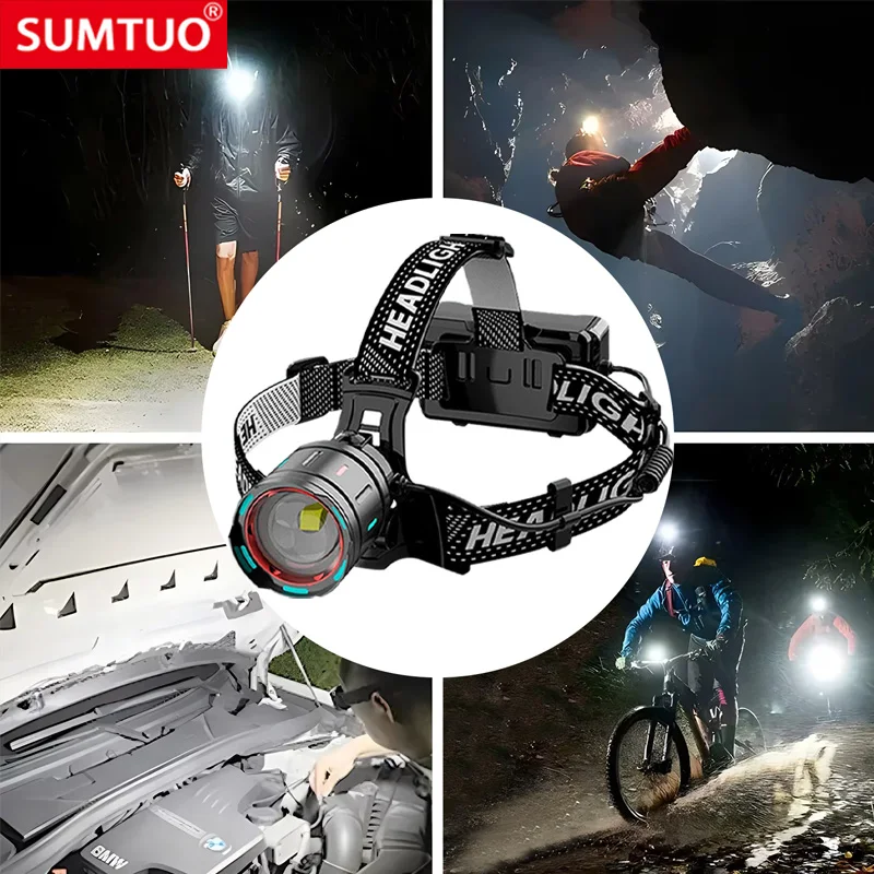 

New 10000000LM Most Powerful Headlamp 800W Headlight USB Rechargeable Head Flashlight High Power Outdoor Head Lamp Fishing Light