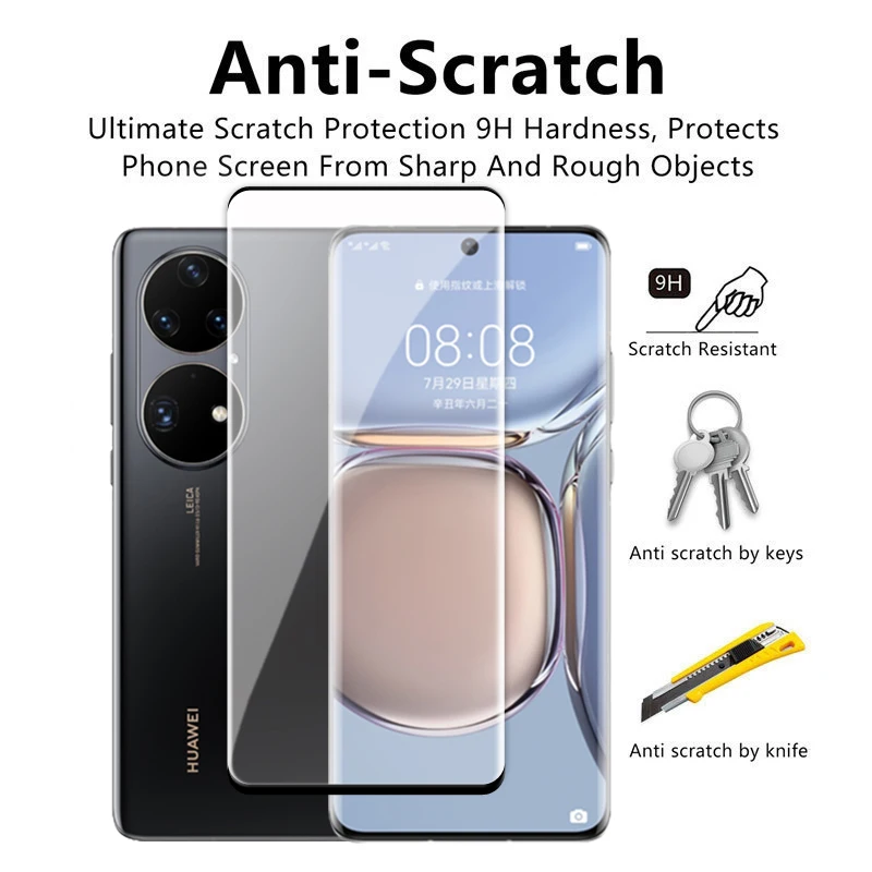 สำหรับ Huawei P50 Pro 3D Full Cover โค้งป้องกันหน้าจอ Huawei P50 ProTempered แก้ว HD เลนส์สำหรับ Huawei p50 P40 Pro