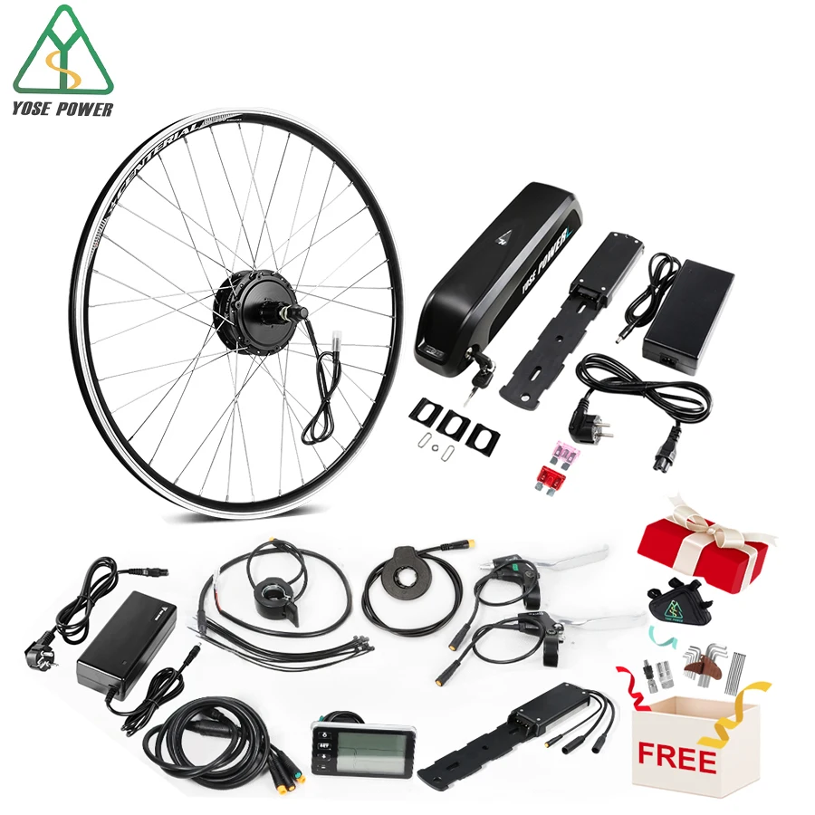 E bike Conversion Kit with Battery 26-28 Inch 700C Electric Motor for Bicycle 36V 350W Rear Brushless Hub Motor Wheel