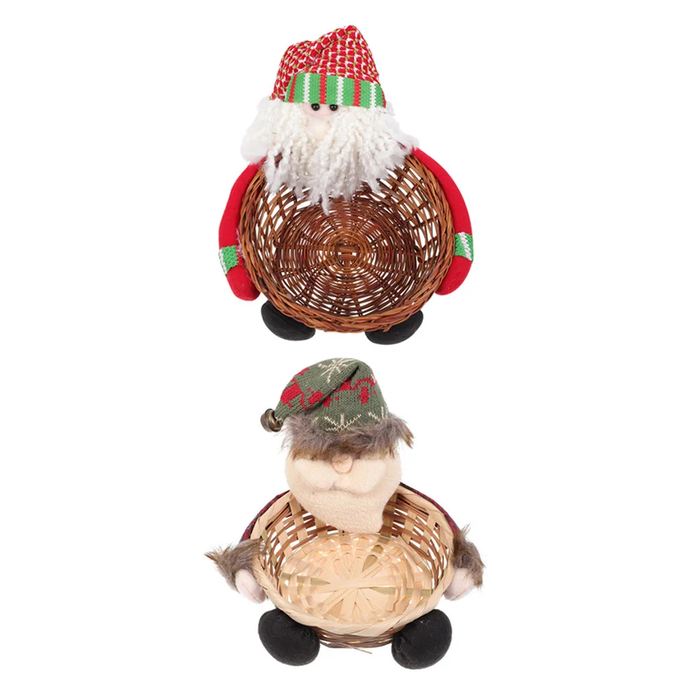 

2Pcs Xmas Dried Fruit Baskets Christmas Candy Storage Basket Lovely Snack Basket Xmas Decor for Party Home Office Use
