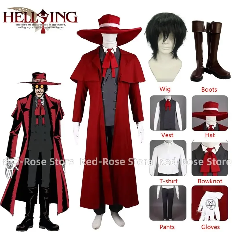 

Vampire Hunter Cosplay Hellsing Alucard Cosplay Costumes Women Men Trench Suit Long Coat T-Shirt Pants Halloween Carnival Suit