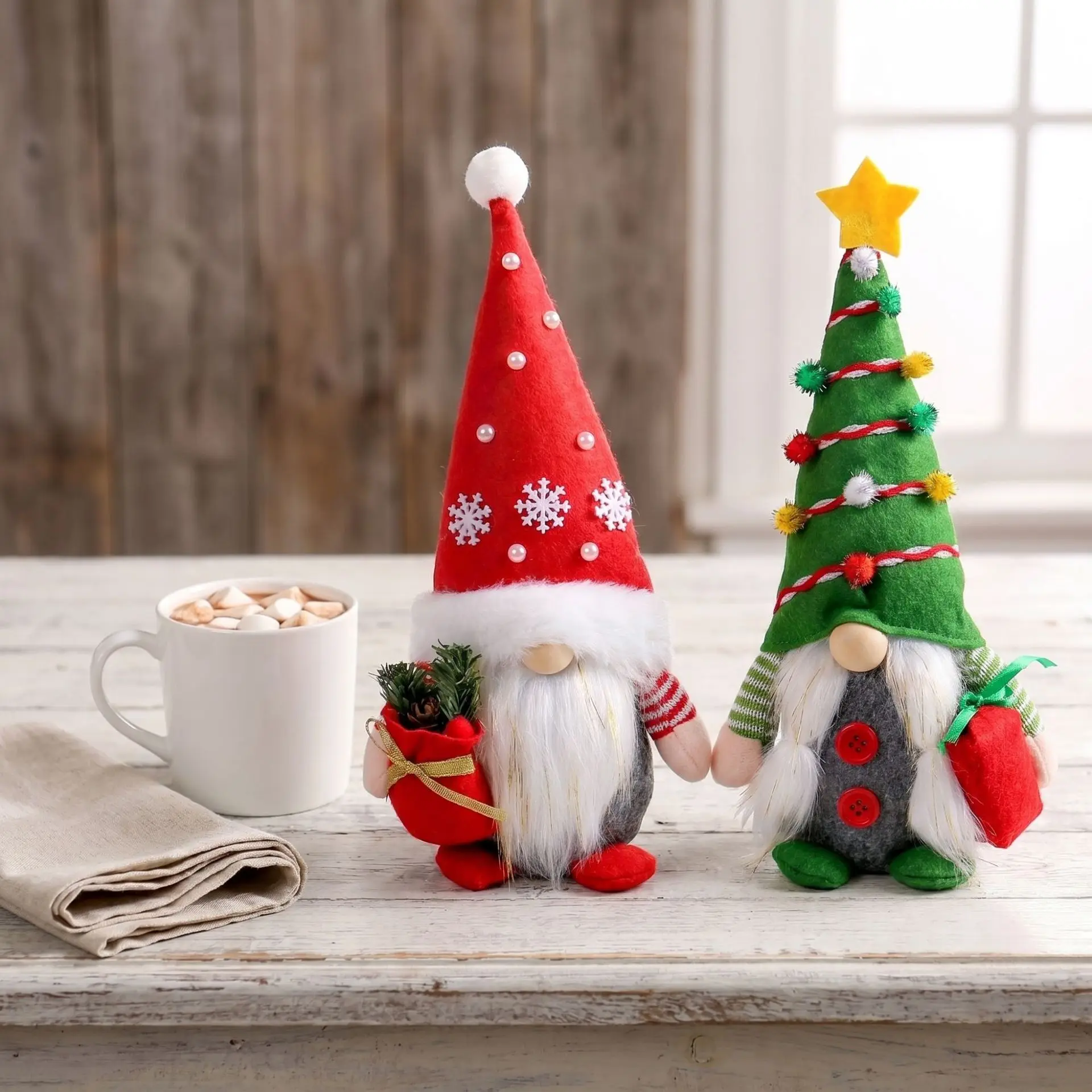 Christmas Gift Pack Sharp Hat Doll Decoration Creative Standing Posture Faceless Elderly Doll Desktop Ornament