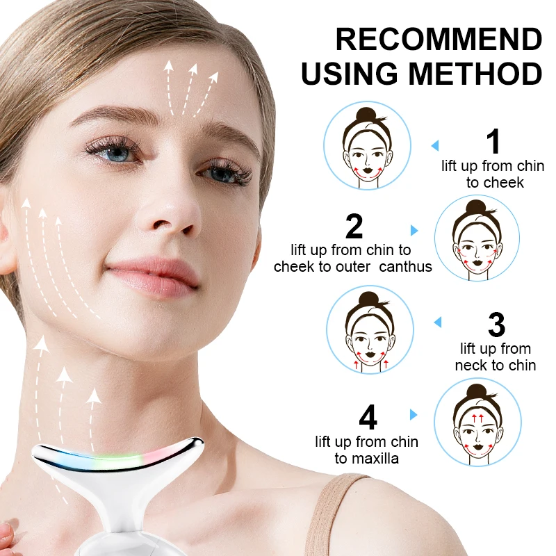 VLVEE Neck and Face Beauty Device EMS Facial Lifting Instrument HOT Compress 3 Gears Adjustment Vibration Massage Skin Care Tool