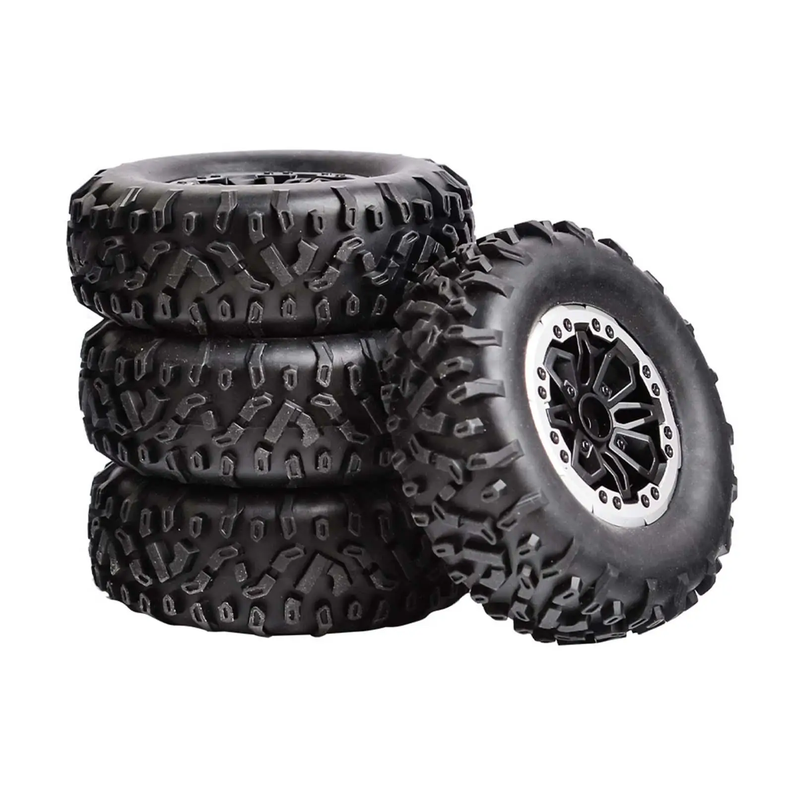 4 Pieces RC Crawler Tires 1/12 and 1/16 Scale 72mm Replacement Part RC Wheels and Tires Set Tyres Set for B24 C14 C34 B14 C24