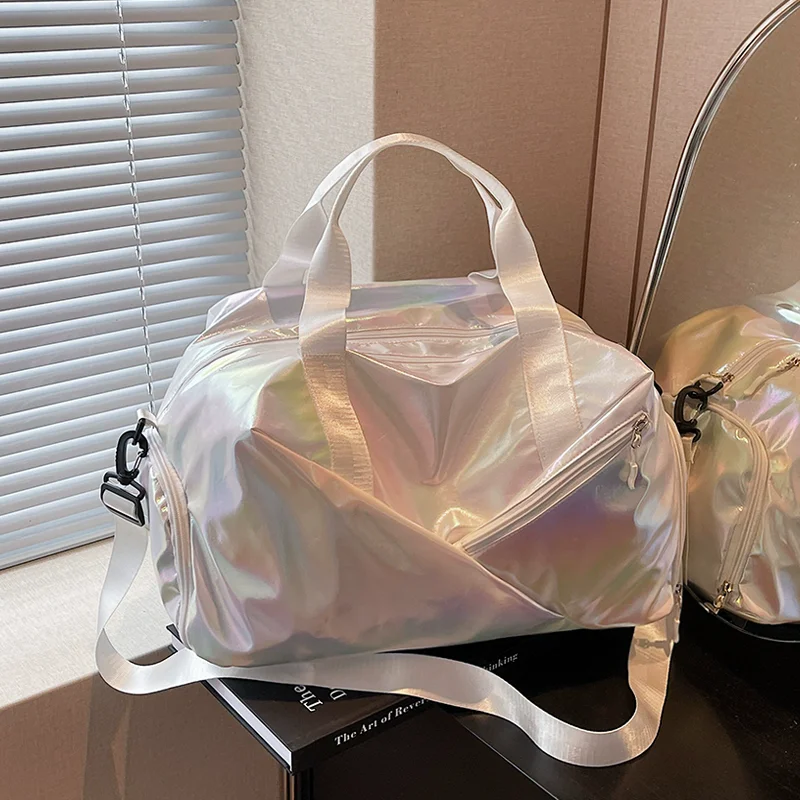 

Блестящая сумка для спорта и фитнеса, женская сумка для плавания с отделением для сухого и влажного воздуха, легкая ручная сумка для спортзала, йоги, большие дорожные сумки для хранения