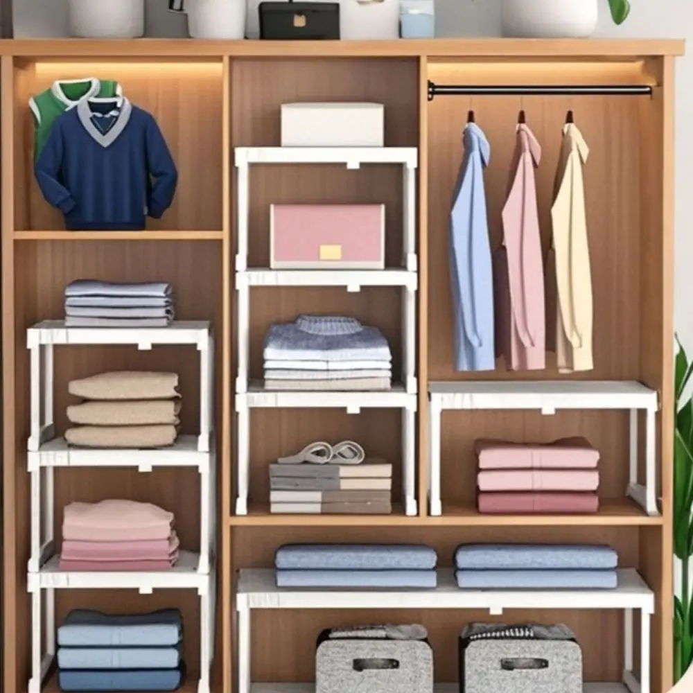 Multifunctional Adjustable Telescopic Shelves Expandable Multi Layered Organizer Shelf Pull Out Wardrobe Divider Kitchen Sink