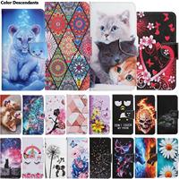 Cute Flower Cat Painted Case For Huawei Honor 7S 8S 8A 9A Honor 20 10 10X 9X Lite P Smart 2021 Leather Flip Wallet Phone Cover