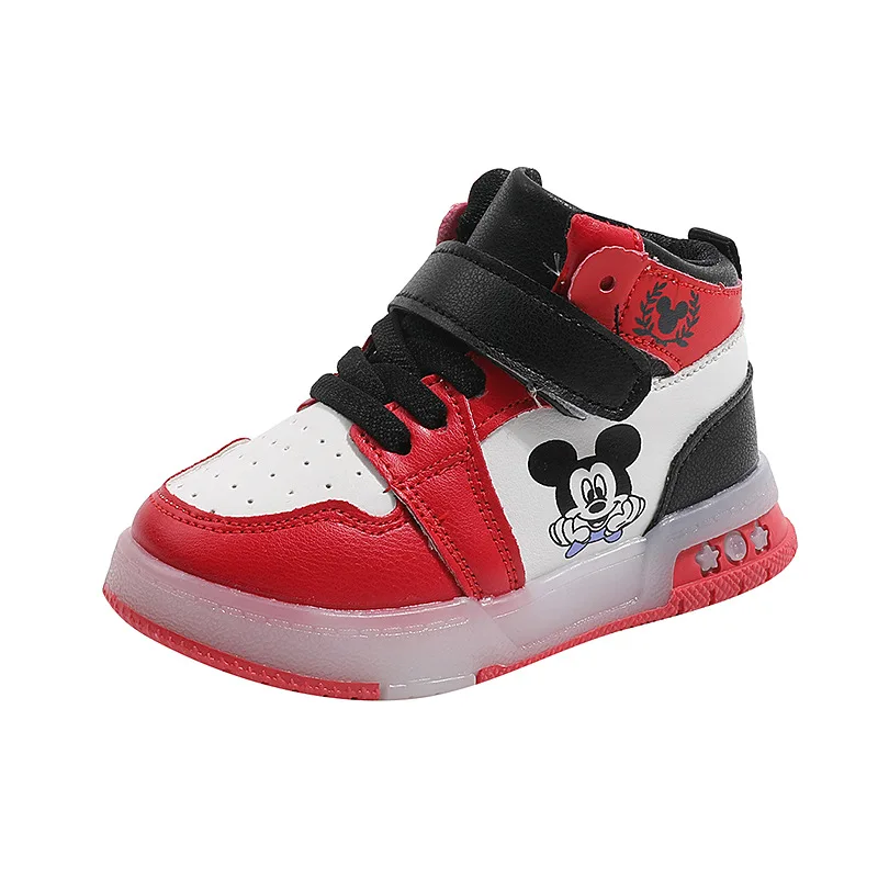 أحذية كاجوال للفتيات من ديزني جلد PU ميكي ماوس LED مضيئة أحذية رياضية للأطفال من 1-6 سنوات للأولاد #5