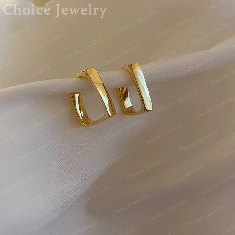 925 Sterling Silver Square Stud Earrings For Women Wedding Engagement Party Fashion Jewelry Charm Accessories