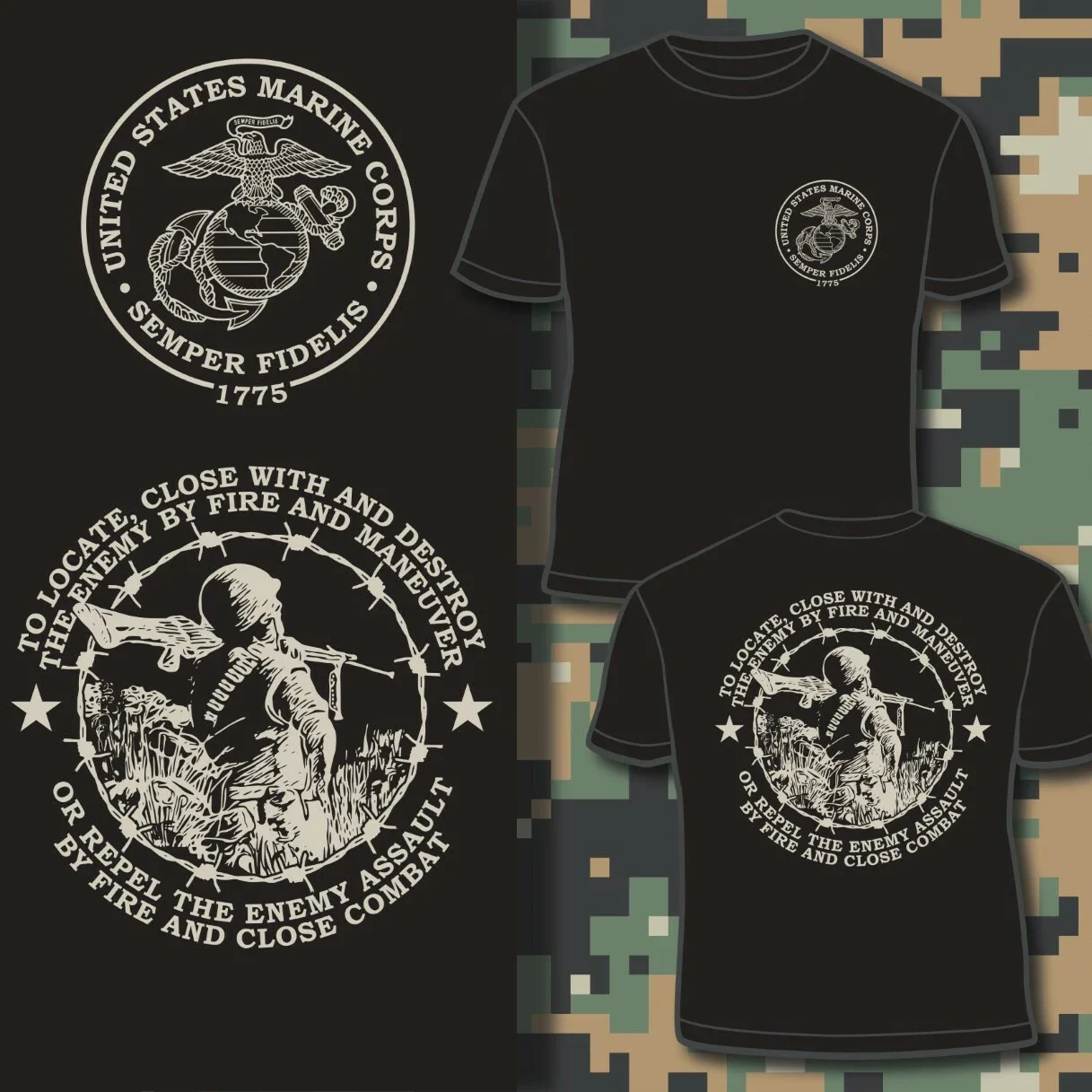 Semper Fidelis. US Marine Corps Rifle Squad Mission T Shirt. Short Sleeve 100% Cotton Casual T-shirts Loose Top Size S-3XL