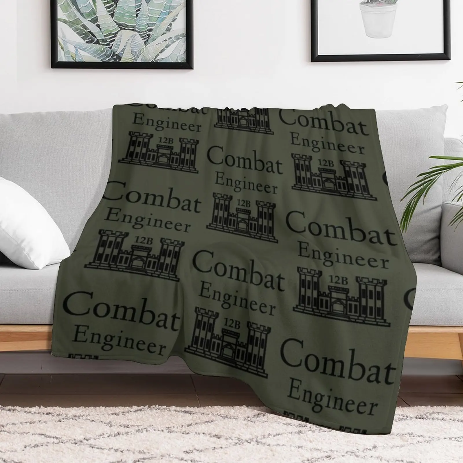 Army Combat Engineer Throw Blanket Soft Warm Blanket Gift for Men Women Adults