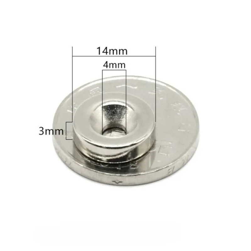 

10pcs/lot Diameter 14 mm × Thickness 3 mm - Hole 4 mm N52 High-strength countersunk hole mag-ent