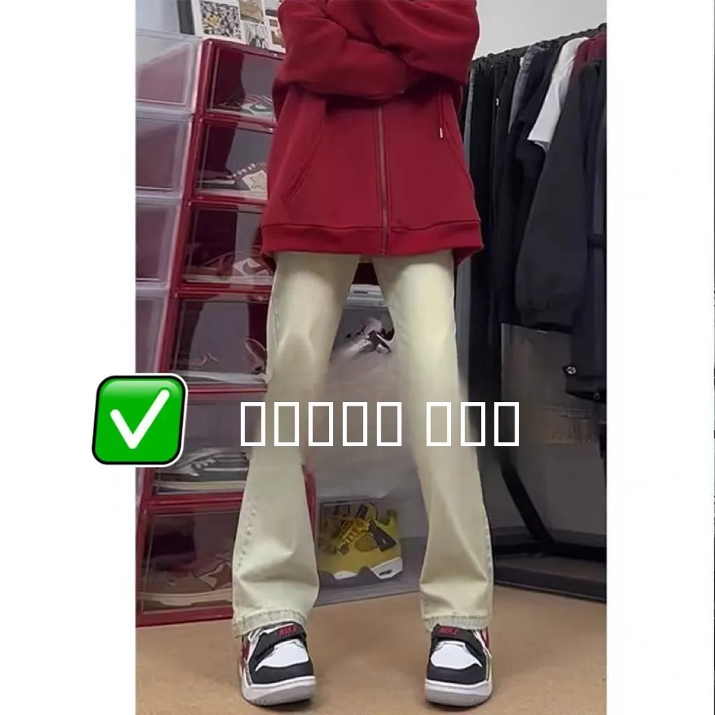 

Мужские джинсы в американском ретро-стиле, летние, прямые, повседневные, облегающие, в пол, с пятимя карманами, средней посадки