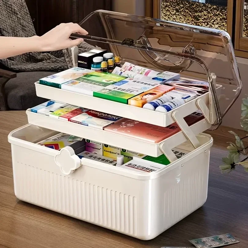 Smart Flip-Top Medicine Box! Visual Window + Multi-Layers. Easy-Carry Handle & Organized Storage. Keep Pills Sorted
