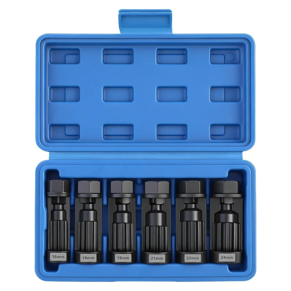 6Pcs Shock Absorber Nut Removal Socket Set 16-24mm For CR-MO Steel Suspension Tool For Porsche Car Repair Wrench Kit