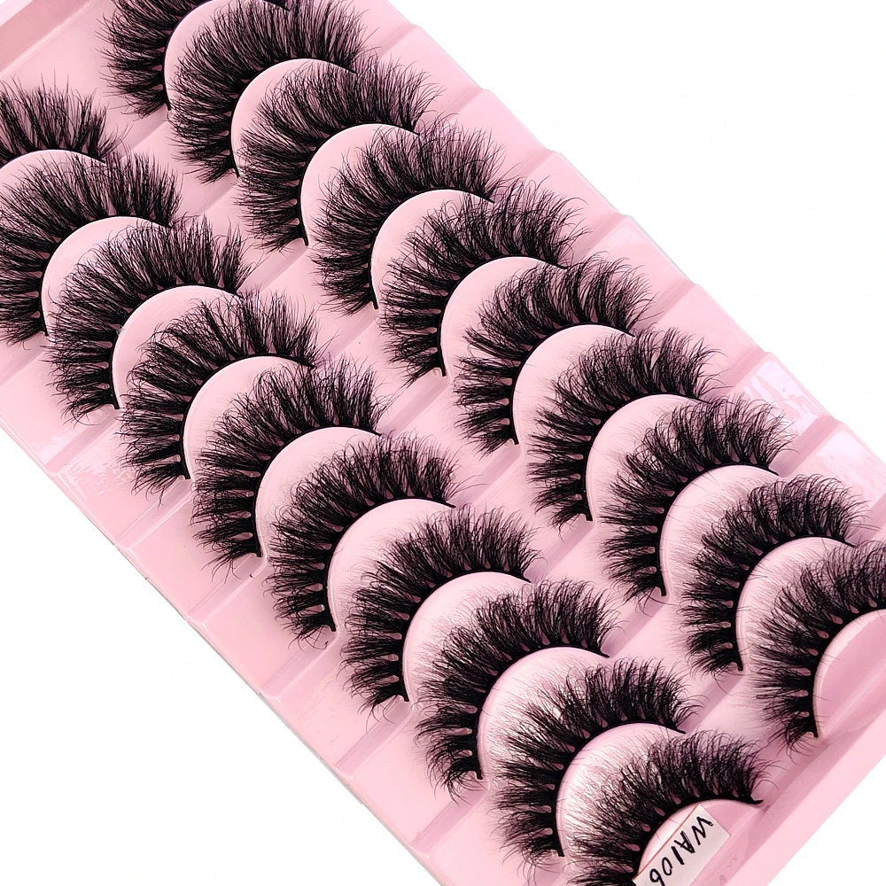 新しい 10 ペア 3D フェイクミンクつけまつげナチュラルロングメイク 3d ミンクふわふわナチュラルアイまつげエクステンション