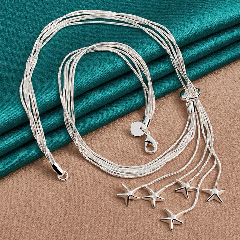 Urmylady Sterling Silber fünf Schlangen kette Stern Halskette Armband Set für Frauen Hochzeits feier Mode Charme Schmuck