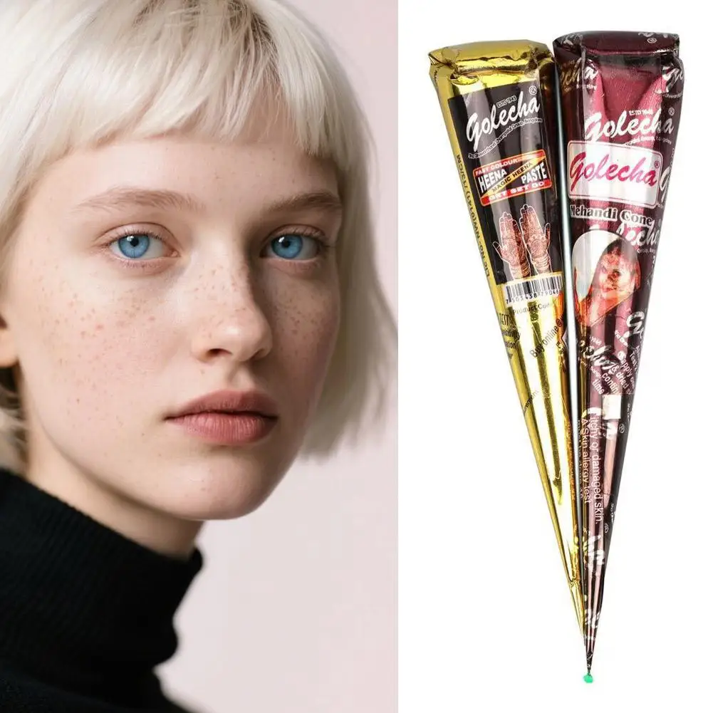 임시 문신을위한 천연 인도 헤나 문신 페이스트 바디 페인트 아트 크림 콘 Diy 페인트 문신 잉크 블랙/브라운 Y0A4