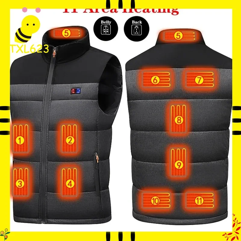 

Unisex Heated Vest 11 Zone Heating Cotton Motorcycle Rider Gear Constant Temperature Charging Heating Clothing Street Equipment
