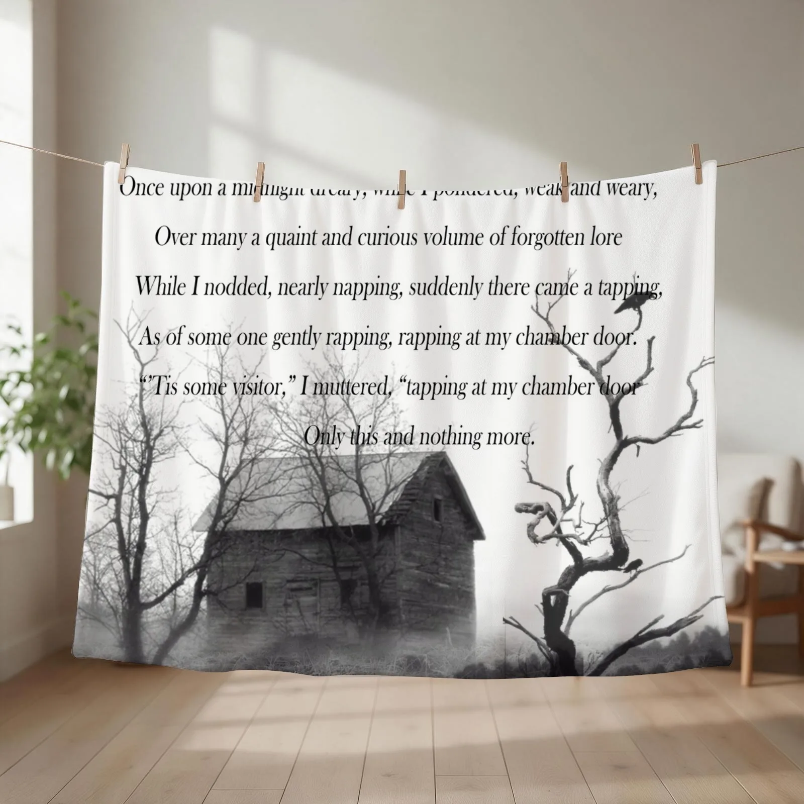 Edgar Allan Poe The Raven Throw Blanket Flannels sofa bed Hair Thermal Blankets