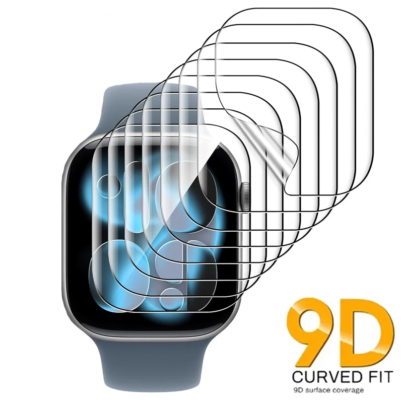 Película de Hidrogel para Apple Watch 4 5 6 SE2/3 40MM 44MM, Protector de Pantalla para Apple Watch 7 8 9 41MM 45MM 10 11 42mm 46MM Ultra2 3 49MM