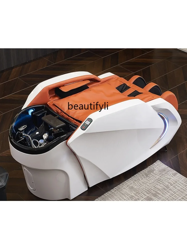 Electric Massage Shampoo Bed Barber Shop for Hair Salon Water Circulation Fumigation Flushing Bed Automatic Shampoo Bed