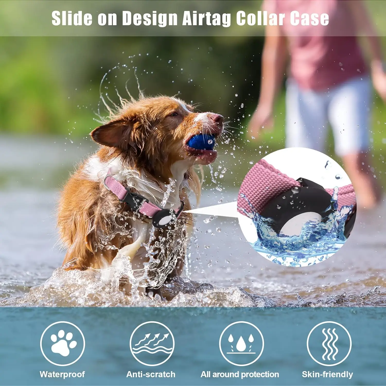 Airtag Dog Collar, Adjustable Air Tag Dog Collar with Durable Quick Snap Buckle,Imitation Nylon Dog Collar Holder for Small Dogs